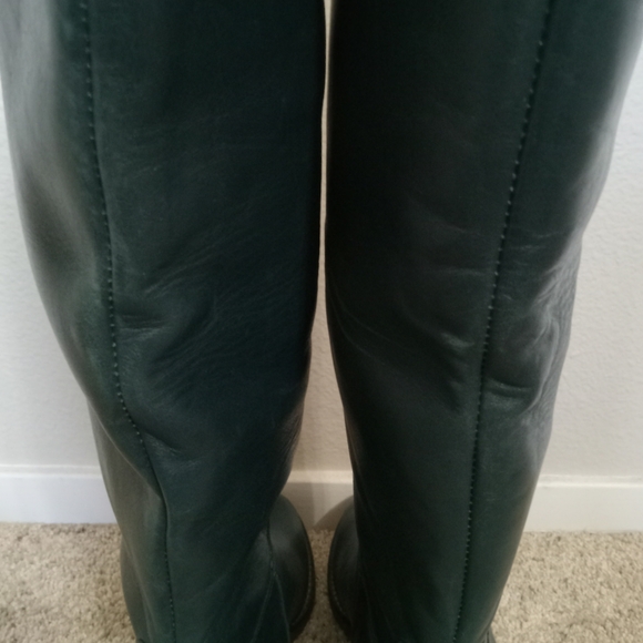 New Free People Tall Leather Tabby Boots in Teal Block Heel Size 38/ 7.5-8 - Picture 9 of 15